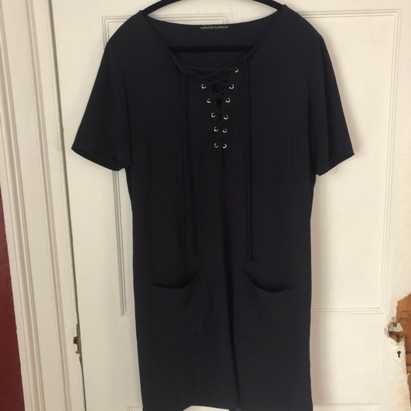 Harlowe & Graham Navy Lace Up Dress - Picture 9 of 10